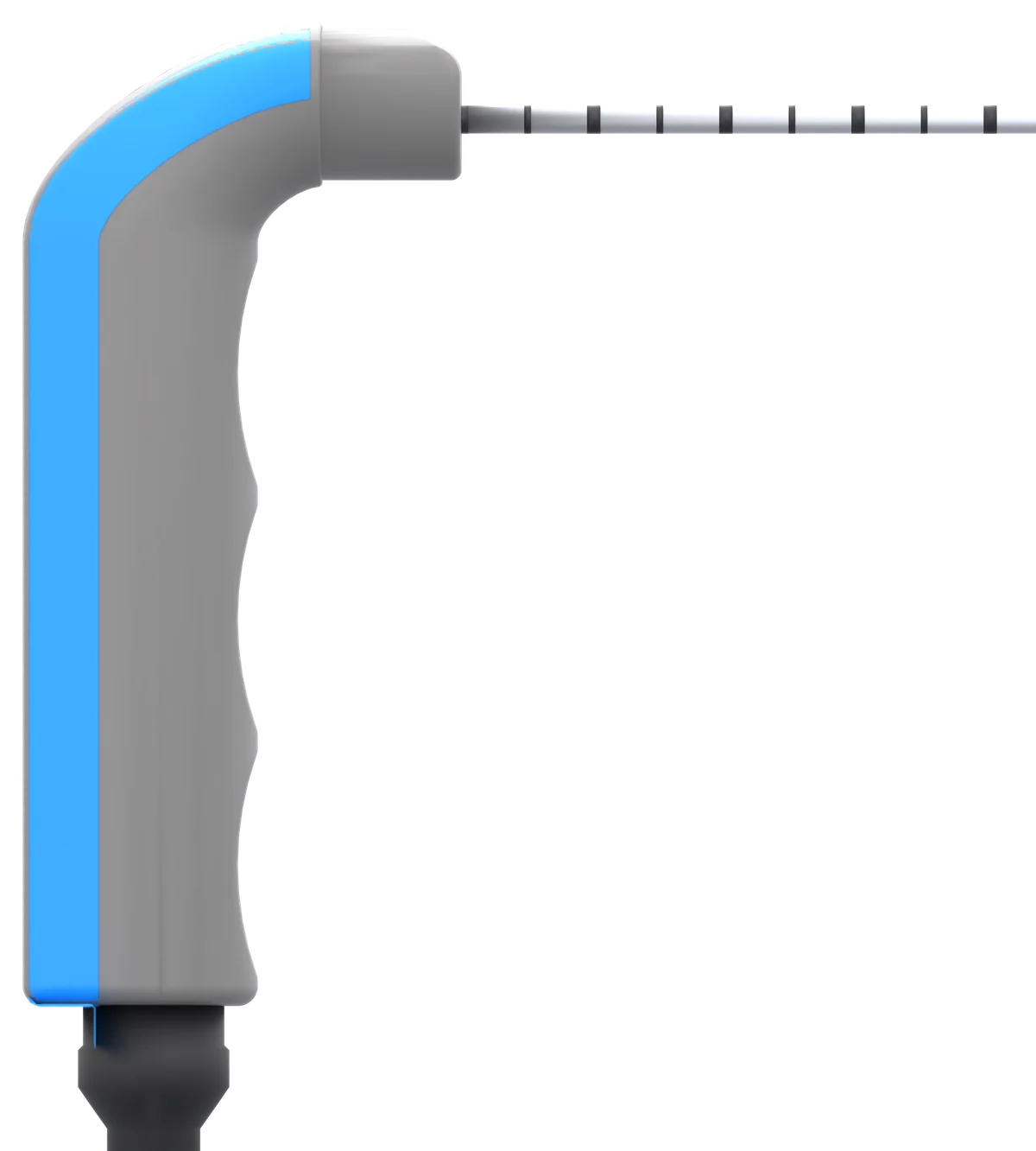 Directional Cryoprobe handle with the blue cold-side indicator strip